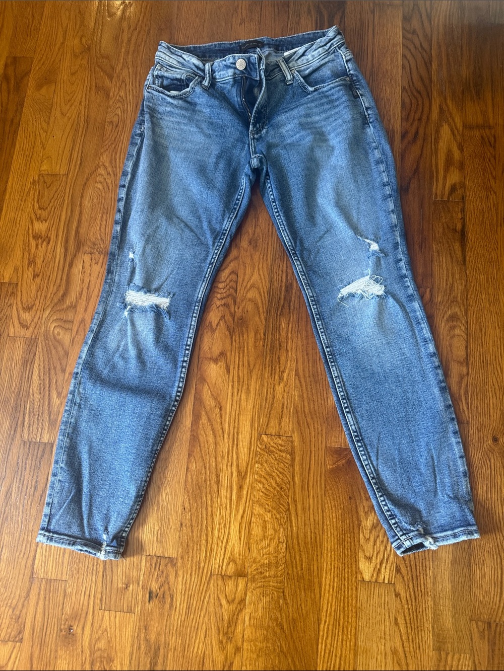 Silver Jeans Blue Medium Wash Front-Zip Denim